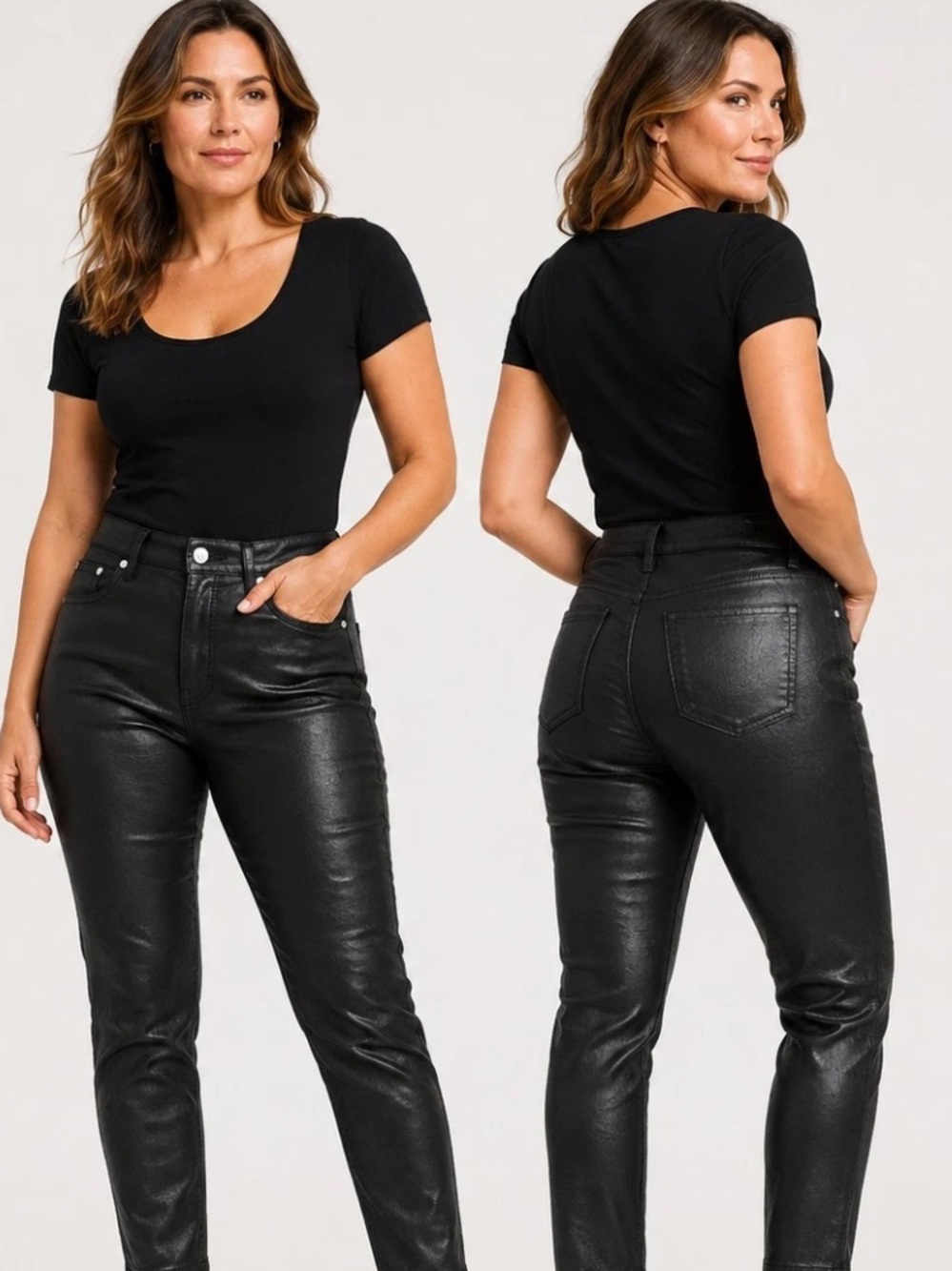 NWOT Banana Republic Curvy High-Rise Slim Coated Jean Black Stretch Sz 28/6